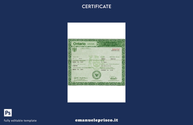 modello di certificato di morte in stile verificato Canada Ontario